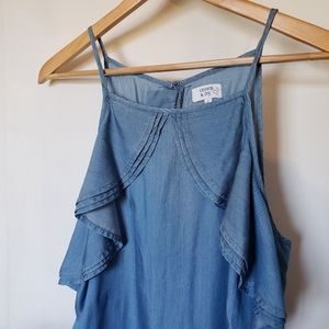 Crown and Ivy Chambray Ruffle Summer Beach Dress Sz8